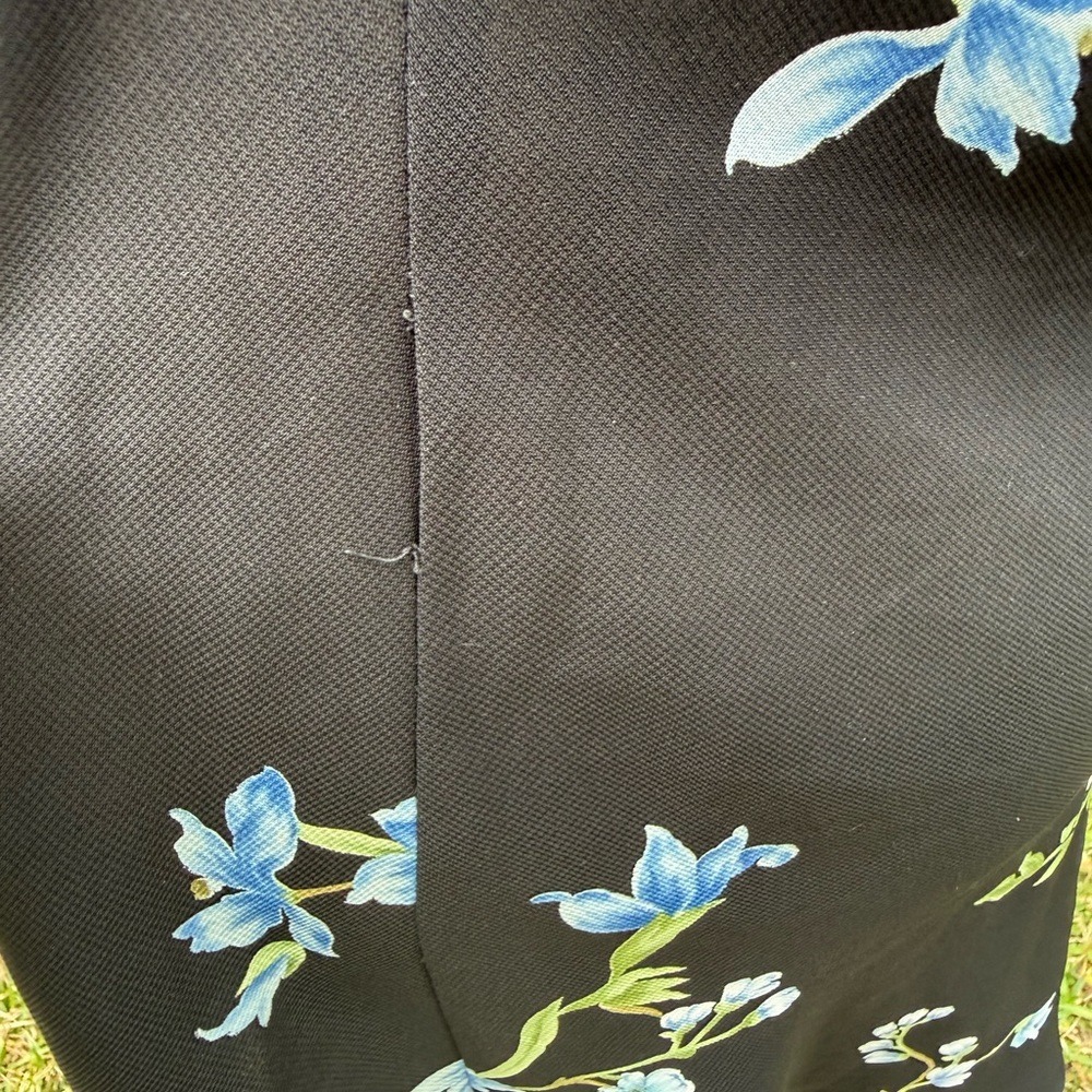 Oscar de la Renta The Label Vintage Black Chemise with Blue Floral Women's M - Picture 6 of 6